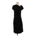 Anne Klein Casual Dress - Midi V Neck Short sleeves: Black Print Dresses - Women's Size Small