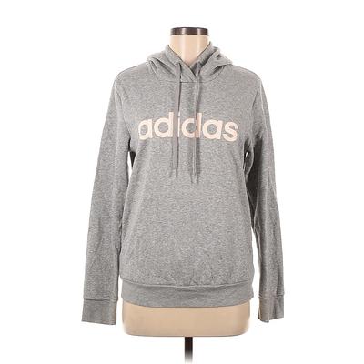 Adidas Pullover Hoodie: Gray Graphic Tops - Women's Size Medium