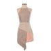Rare London Casual Dress - Mini High Neck Sleeveless: Tan Print Dresses - Women's Size 4