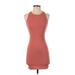 Shein Casual Dress - Mini Crew Neck Sleeveless: Orange Solid Dresses - Women's Size X-Small