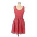 As U Wish Casual Dress - A-Line: Red Grid Dresses - Women's Size Medium