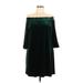 Vince Camuto Casual Dress - Party Open Neckline 3/4 sleeves: Green Solid Dresses - Women's Size Large