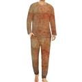 Abstract Brown Rust Art Men's Pajama Set Lounge Wear Long Sleeve Top And Bottom 2 Piece Sleepwear