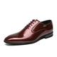 New Dress Oxford for Men Lace Up Brogue Square Toe PU Leather Anti-Slip Slip Resistant Block Heel Rubber Sole Low Top Business (Color : Red, Size : 7 UK)