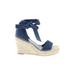 Marc Fisher Wedges: Blue Solid Shoes - Women's Size 6 1/2 - Open Toe