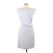 Ann Taylor Casual Dress High Neck Short sleeves: Gray Solid Dresses - New - Women's Size 6