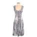 Apt. 9 Casual Dress - Fit & Flare: Silver Graphic Dresses - New - Women's Size Small
