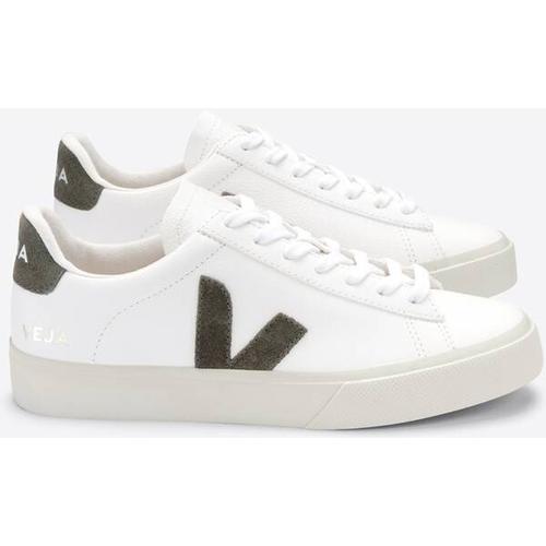 VEJA Herren Freizeitschuhe CAMPO CHROMEFREE LEATHER EXTRA-WHITE_KAKI, Größe 45 in Weiß