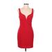 Express Cocktail Dress - Sheath V-Neck Sleeveless: Red Solid Dresses - Women's Size 6