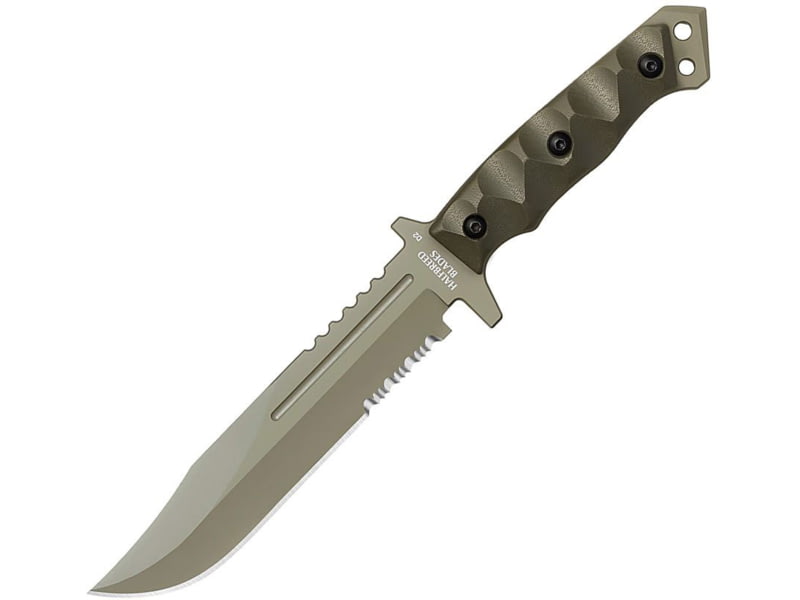 Halfbreed Blades Gen-2 Large Infantry Knife 6.89in Bohler K110 Teflon Partially Serrated Clip Point Blade OD Green G10 Handle LIK-01 GEN II ODG