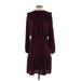Ann Taylor Casual Dress Mock Long sleeves: Burgundy Solid Dresses - Women's Size Small