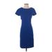 Valentino Miss V Casual Dress - Sheath Crew Neck Short sleeves: Blue Print Dresses - Women's Size 4