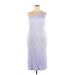 Divided by H&M Casual Dress - Midi One Shoulder Sleeveless: Silver Solid Dresses - New - Women's Size 2X-Large