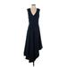 Derek Lam Collective Casual Dress - A-Line Plunge Sleeveless: Blue Solid Dresses - Women's Size 44