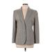 Ann Taylor LOFT Wool Blazer Jacket: Below Hip Gray Print Jackets & Outerwear - Women's Size 12 Petite