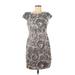 Adrianna Papell Cocktail Dress - Sheath High Neck Short sleeves: Gray Dresses - Women's Size 8