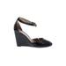 Tory Burch Wedges: Black Print Shoes - Women's Size 8 1/2 - Almond Toe