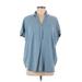 Gap Short Sleeve Button Down Shirt: Blue Polka Dots Tops - Women's Size Medium