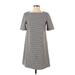 Zara Casual Dress - A-Line Crew Neck Short sleeves: Gray Dresses - Women's Size X-Small