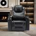 270 Degree Swivel PU Leather Power Recliner Home Theater Recliner with Surround Sound, Cup Holder, Removable Tray Table