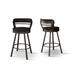 Corrigan Studio® Tempo Furniture Luker Swivel 30" Barstool Palladium Grey Finish & Dark Brown Polyurethane Set of 2, in Black | Wayfair