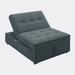 Lounge Chair - Ebern Designs Hanshu 72.5" Wide Tufted Lounge Chair Linen in Blue/Brown | 18 H x 72.5 W x 26.75 D in | Wayfair