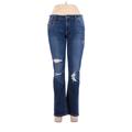 Paige Jeans - Super Low Rise Boot Cut Trashed: Blue Bottoms - Women's Size 26 - Distressed Wash