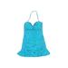 Allen B. by Allen Schwartz Swimsuit Top Teal Print Sweetheart Swimwear - Women's Size 4