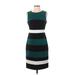 Tommy Hilfiger Cocktail Dress - Sheath Crew Neck Sleeveless: Teal Print Dresses - Women's Size 4