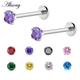 Alisouy 1PC Surgical Steel Zircon Gem Ear Cartilage Tragus Helix Piercing Labret Lip Studs Ring Internally Thread 16g Body Jewelry