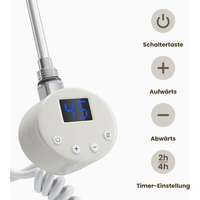 Heizstab Heizpatrone für Handtuchheizkörper 800W mit Thermostat und lcd Bildschirm Heizstäbe aus