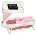 Swanew - Baby Badewanne Reisebadewanne Babywanne Ergonomische Faltbare mit Thermometer - rosa