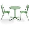 Set runder Gartentisch und 2 Stühle aus grünem Kaktusmetall - Grüner Kaktus