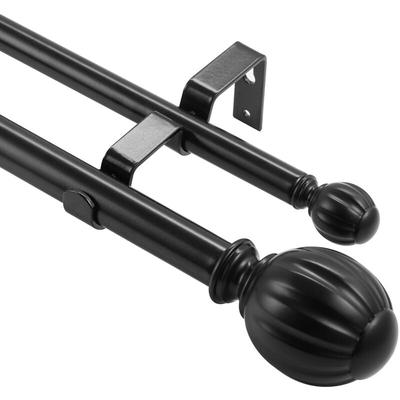 Gardinenstangen Innenlauf 2-Läufig, 92-183 cm Gardinenstangen Verstellbar mit Abgerundetem Image