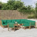 Maisonchic - 12-tlg. Garten-Lounge-Set Gartenmöbel Set Sitzgruppe Essgruppe mit Grünen Kissen