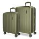 Movom Wood Kofferset, Grün, 55/70 cm, ABS-Kunststoff, integrierter TSA-Verschluss, 119 l, 6,74 kg, 4 Doppelrollen, Handgepäck, grün, Koffer Set