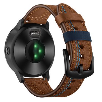 Watch Band for Garmin Forerunner 255 / Vivoactive 4 / Venu 2 PU Leather Replacement Strap 22mm Metal Clasp Adjustable Wristband