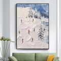 2 Set of Ski Sport Painting on Canvas Winter Painting Handpainted Texture Wall Art Skier on Snowy Mountain Art White Snow Landscape Painting For Home Room Decor Stretched Frame Ready to Hang