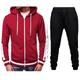 Men's Tracksuit Sweatsuit Zip Hoodie Sweatshirt Hoodie Jacket Jogging Suits Red Black BlackLight Grey Dark GreyLight Grey RedLight Grey RedDark Grey Hooded Color Block Drawstring 2 Piece Sports