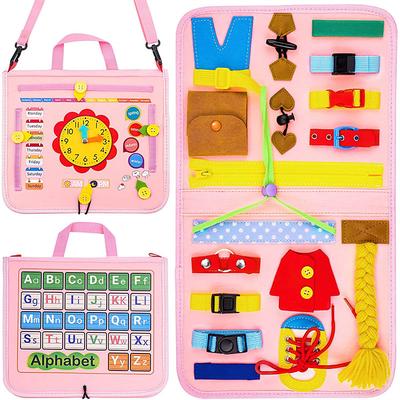 Montessori Toys Felt Busy Board Bag Early Education Puzzle Learning Board Montessori Training For Young ChildrenTeaching Aids