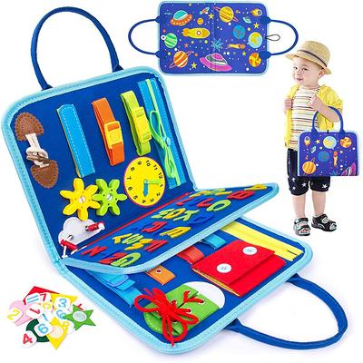 Montessori Toys Felt Busy Board Bag Early Education Puzzle Learning Board Montessori Training For Young ChildrenTeaching Aids