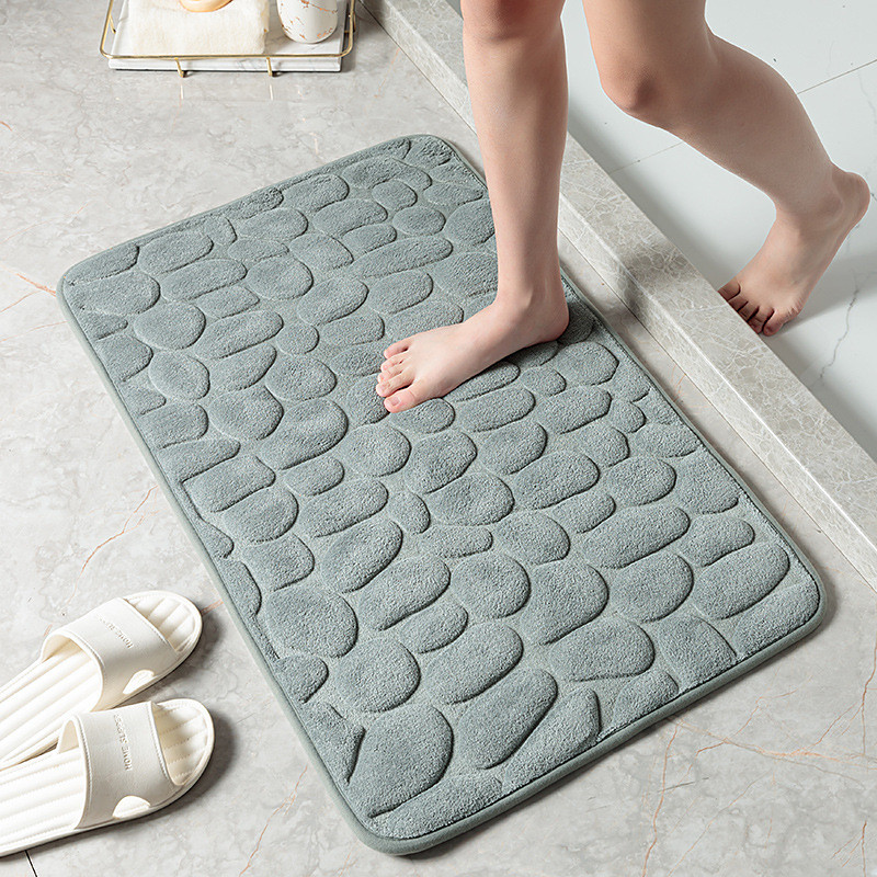 Cobblestone Bath Mat Non-slip Memory Foam Pad, Washable Bath Rugs, Rapid Water Absorbent, Non-Slip, Washable, Thick, Soft And Comfortable Carpet For Shower Room
