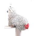 Pollo con coda in metallo seduto sul bordo 23 x 14 x 24 cm