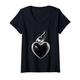 Damen Herz und Butterfly T-Shirt mit V-Ausschnitt