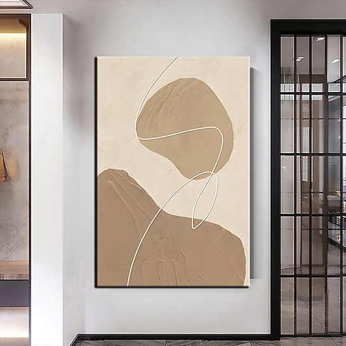 Handgefertigte Farben, Messergemälde, Leinwand, Wandkunst, Linientextur, Ölgemälde, handgefertigt, modernes Dekor, großes abstraktes braunes, dickes Acrylgemälde, Wandbild für Wanddekoration Image