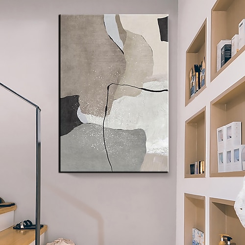 Handgefertigte Farben, Messergemälde, Leinwand, Wandkunst, Linientextur, Ölgemälde, handgefertigt, modernes Dekor, großes abstraktes braunes, dickes Acrylgemälde, Wandbild für Wanddekoration Image