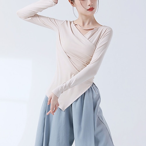 Sportkleidung oben Pure Farbe Farbaufsatz Damen Leistung Ausbildung Langarm Polyester Image