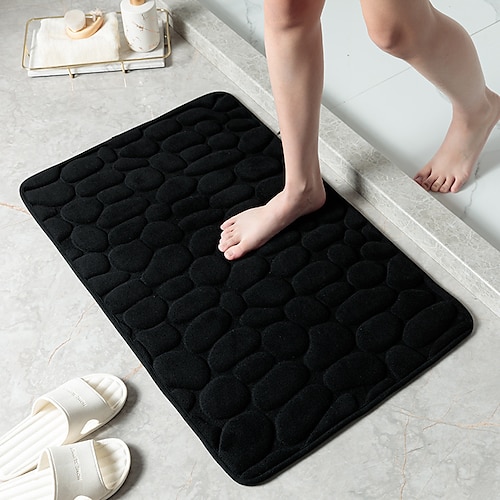 Kopfsteinpflaster-Badematte, rutschfeste Memory Foam-Unterlage, waschbare Badvorleger, schnell wasserabsorbierend, rutschfest, waschbar, dick, weich und bequem, Teppich für Duschräume Image