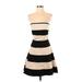 Monteau Cocktail Dress - Mini Open Neckline Sleeveless: Black Stripes Dresses - Women's Size Small
