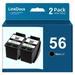 56 Ink Cartridge C6656AN Replacement for HP 56 56XL 6656 Ink to use with OfficeJet 5610 6110 5510 4215 PhotoSmart 7660 7760 7960 DeskJet 5550 5650 PSC 1315 Printers (2 Black)